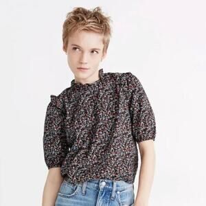 Madewell Puff-Sleeve Ruffle Top in Fieldwalk Floral